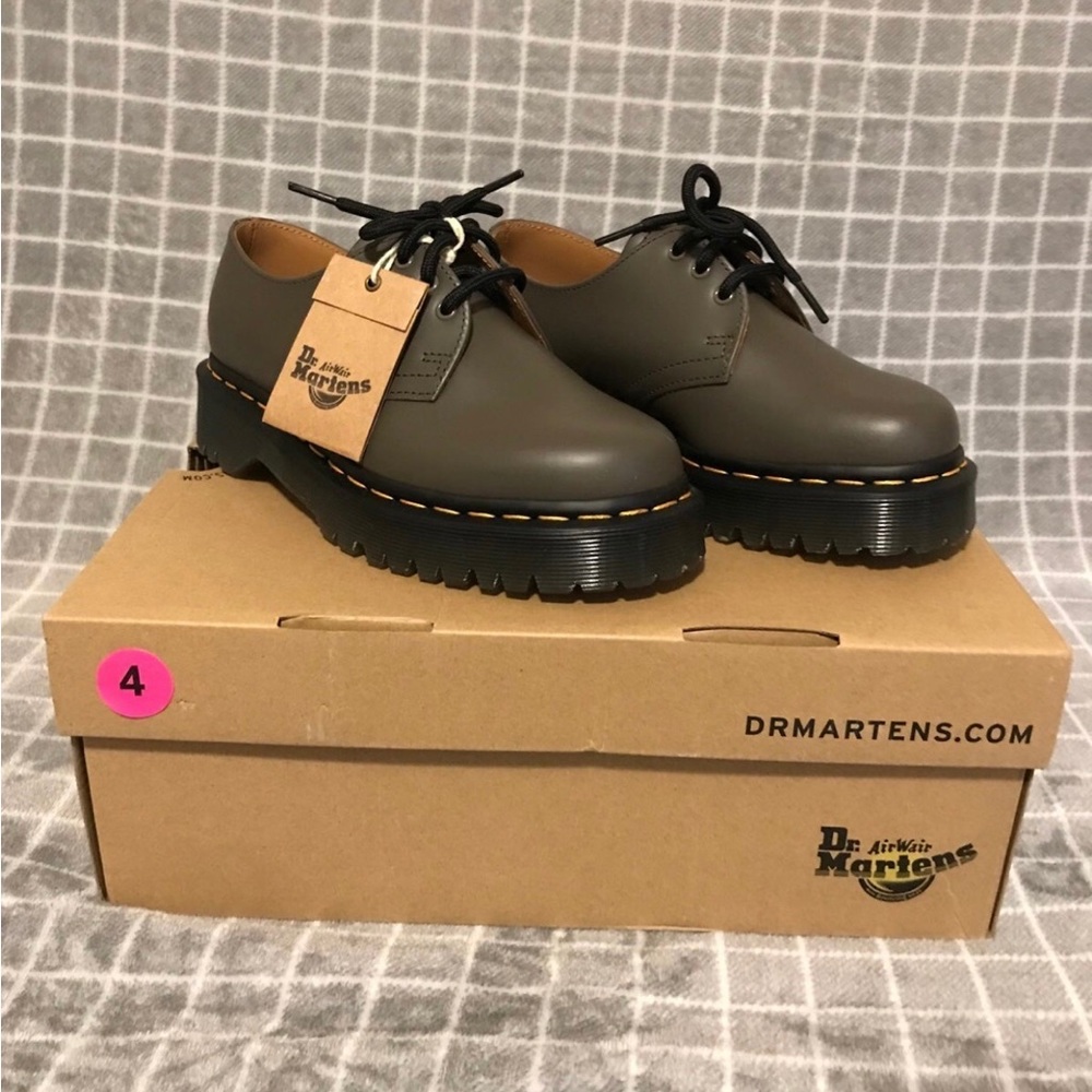 Dr Martens 1461 BEX SMOOTH LEATHER OXFORD Khaki Grey